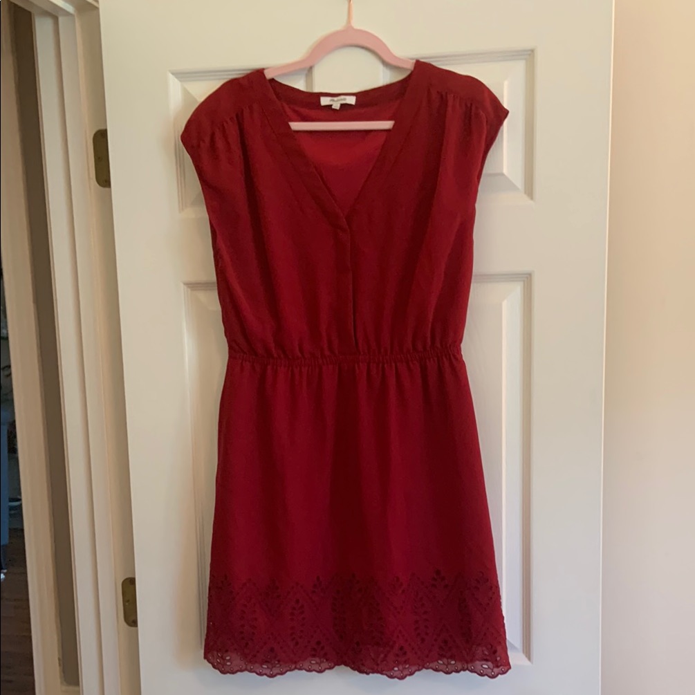 Madewell Red Flutter Sleeve Sundress